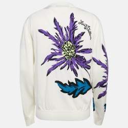 Louis Vuitton Cream Thistle Intarsia Wool Knit Pullover M