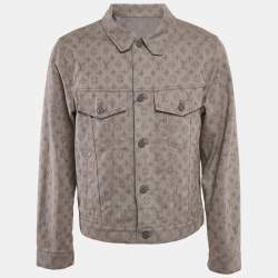 Louis Vuitton Grey Monogram Jacquard Denim Single Breasted Jacket L