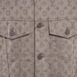 Louis Vuitton Grey Monogram Jacquard Denim Single Breasted Jacket L