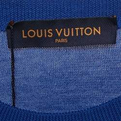 Louis Vuitton Blue Cloud Jacquard Knit Wool T-Shirt L