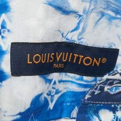 Pre Owned Louis Vuitton Blue Monogram Bandana Cotton Short-Sleeve Shirt S