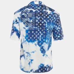 Pre Owned Louis Vuitton Blue Monogram Bandana Cotton Short-Sleeve Shirt S
