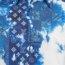 Pre Owned Louis Vuitton Blue Monogram Bandana Cotton Short-Sleeve Shirt S