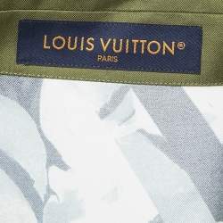 Louis Vuitton Blue Floral Monogram Print Silk Short Sleeve Shirt XXL