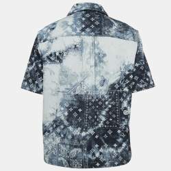 Louis Vuitton Blue Logo Bandana Print Denim Button Front Shirt M