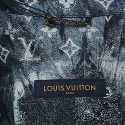 Louis Vuitton Blue Logo Bandana Print Denim Button Front Shirt M