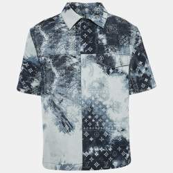 Louis Vuitton Blue Logo Bandana Print Denim Button Front Shirt M