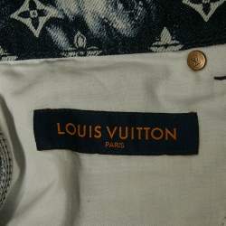 Louis Vuitton Blue Bleached Bandana Monogram Print Denim Shorts L Waist 34"