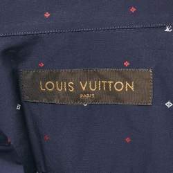 Louis Vuitton Navy Blue Logo Dobby Cotton Button Front Shirt 5XL