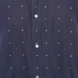 Louis Vuitton Navy Blue Logo Dobby Cotton Button Front Shirt 5XL
