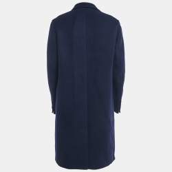 Louis Vuitton Navy Blue Wool Felt Double-Face Monogram Coat XL