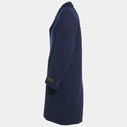 Louis Vuitton Navy Blue Wool Felt Double-Face Monogram Coat XL