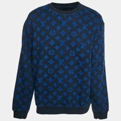 Louis Vuitton Blue Monogram Wool Blend Crewneck Sweatshirt XL