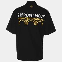 Louis Vuitton Black Cotton Pont Neuf Open Collar Short Sleeved Shirt M