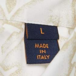 Louis Vuitton White Logo Monogram Printed Cotton Button Front Shirt L