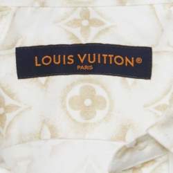 Louis Vuitton White Logo Monogram Printed Cotton Button Front Shirt L