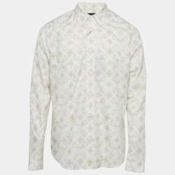Louis Vuitton White Logo Monogram Printed Cotton Button Front Shirt L