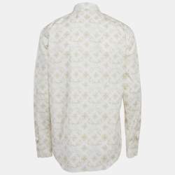 Louis Vuitton White Logo Monogram Printed Cotton Button Front Shirt L