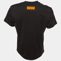 Louis Vuitton Black/Green Logo Print Cotton Crew Neck T-Shirt L