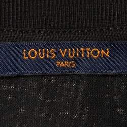 Pre Owned Louis Vuitton Black/Green Logo Print Cotton Crew Neck T-Shirt M