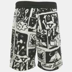 Pre Owned Louis Vuitton Black Cartoon Print Terry Wool Shorts L
