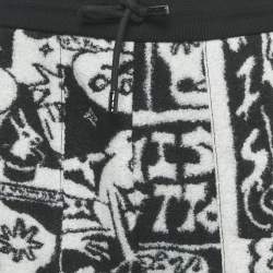 Pre Owned Louis Vuitton Black Cartoon Print Terry Wool Shorts L
