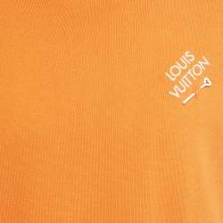Pre Owned Louis Vuitton Orange Cotton Knit Signature SS Pullover M