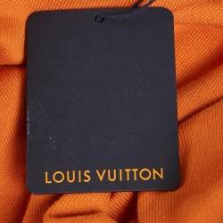 Pre Owned Louis Vuitton Orange Cotton Knit Signature SS Pullover M