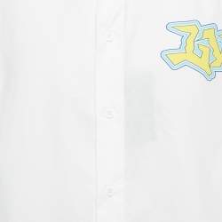 Pre Owned Louis Vuitton White Printed Cotton Short Sleeve Shirt L