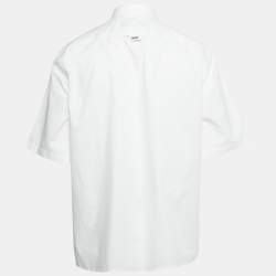 Pre Owned Louis Vuitton White Printed Cotton Short Sleeve Shirt L