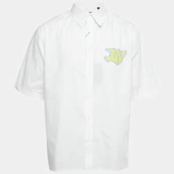 Pre Owned Louis Vuitton White Printed Cotton Short Sleeve Shirt L