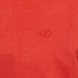 Pre Owned Louis Vuitton Red Logo Embroidered Pique Polo T-Shirt L