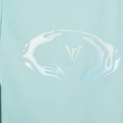 مملوكة مسبقًا Louis Vuitton Blue Logo Print Cotton Short Sleeve Shirt M