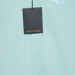 مملوكة مسبقًا Louis Vuitton Blue Logo Print Cotton Short Sleeve Shirt M