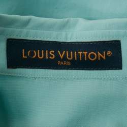 مملوكة مسبقًا Louis Vuitton Blue Logo Print Cotton Short Sleeve Shirt M