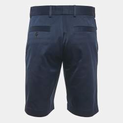 Pre Owned Louis Vuitton Navy Blue Gabardine Staples Edition Shorts S/Waist 33"