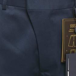 Pre Owned Louis Vuitton Navy Blue Gabardine Staples Edition Shorts S/Waist 33"
