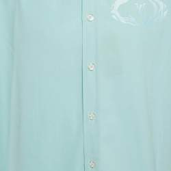 Pre Owned قميص لوي فيتون قطن LV مطبوع أزرق بأكمام قصيرة مقاس كبير ( لارج )