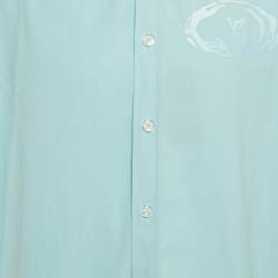 Pre Owned Louis Vuitton Blue LV Print Cotton Short Sleeve Shirt XL