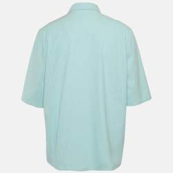 Pre Owned Louis Vuitton Blue LV Print Cotton Short Sleeve Shirt XL