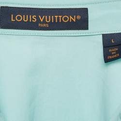 Pre Owned Louis Vuitton Blue LV Print Cotton Short Sleeve Shirt XL