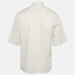 Pre Owned قميص لوي فيتون قطن كم قصير بطبعة شريط رمادي مقاس متوسط