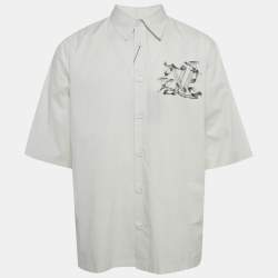 Pre Owned Louis Vuitton Grey LV Ribbon Print Cotton Short Sleeve Shirt XL