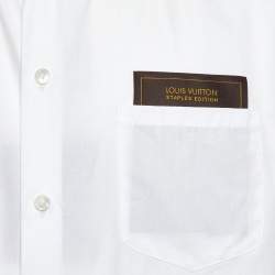 Pre Owned Louis Vuitton White Cotton Staples Edition Long Sleeve Shirt M