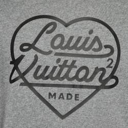 Pre Owned Louis Vuitton x Nigo Grey Heart Print Cotton Crew Neck Sweatshirt XL