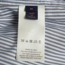 Pre Owned Louis Vuitton Blue/Grey Stripes Jacquard Button Down Shirt M