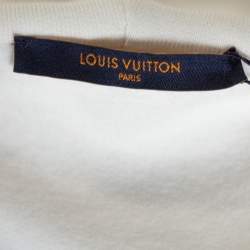 Louis Vuitton White Cotton 3D Patched Pocket Half Zipped Hoodie S
