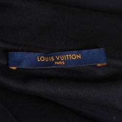 Pre Owned Louis Vuitton Black Logo Intarsia Rib Knit Collar Detail Crewneck T Shirt XXL