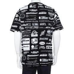 Louis Vuitton Black Cotton All Over Logos Printed Crewneck T-shirt XL