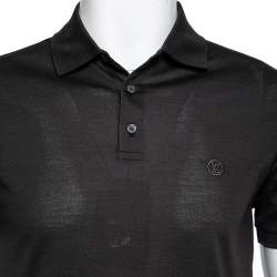 Pre Owned Louis Vuitton Grey Cotton Pique Logo Embroidered Short Sleeve T-Shirt S